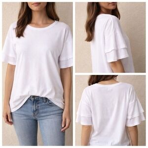 Source Unknown White Short Sleeve V-Neck Tee